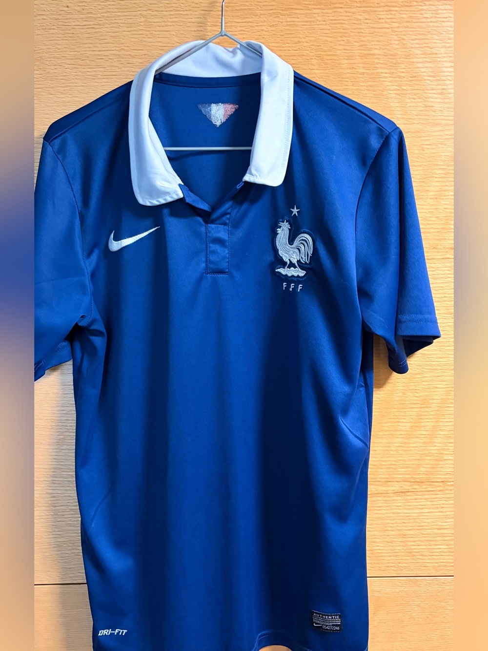 Nike France FFF Soccer Jersey Blue White Crest Dri-FIT Men’s Small